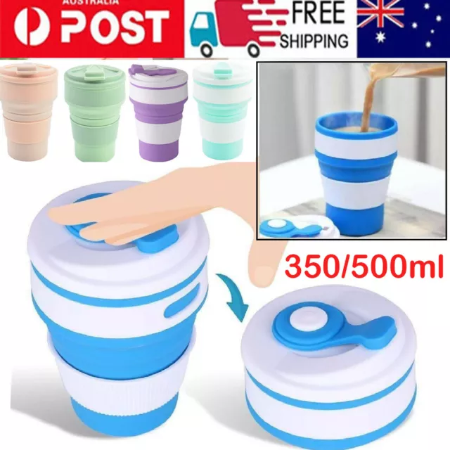 500ML Collapsible Silicone Cup Tea Coffee Mugs Foldable Water Cups Port