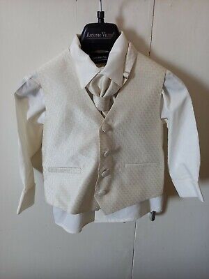 ANTONIO VILLINI Boys Cream/Black 4PC Waistcoat Suit Set 18 month Poly rrp £29.99