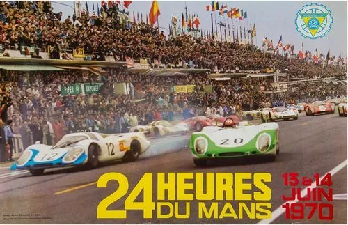Vintage 1970 Le Mans 24 Hour Race Motor Racing Poster Print A3/A4