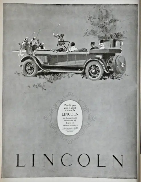 Publicité De Presse 1925 Voitures Moderne Lincoln Pour Le Sport Et Tourisme