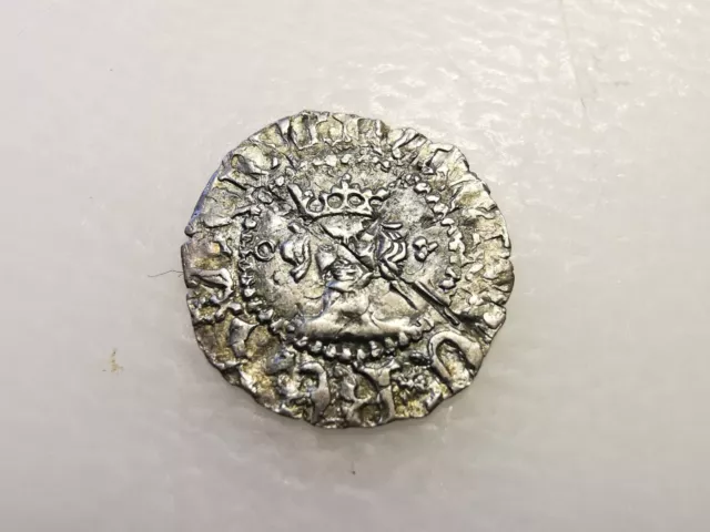 Henry V (1413-22AD), Silver Halfpenny, Type F, London Mint, Ragged GVF, BA2902