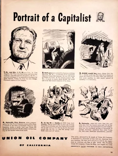 Union Oil California 1946 Vintage PRINT AD 10.5x13 Portrait of a Capitalist