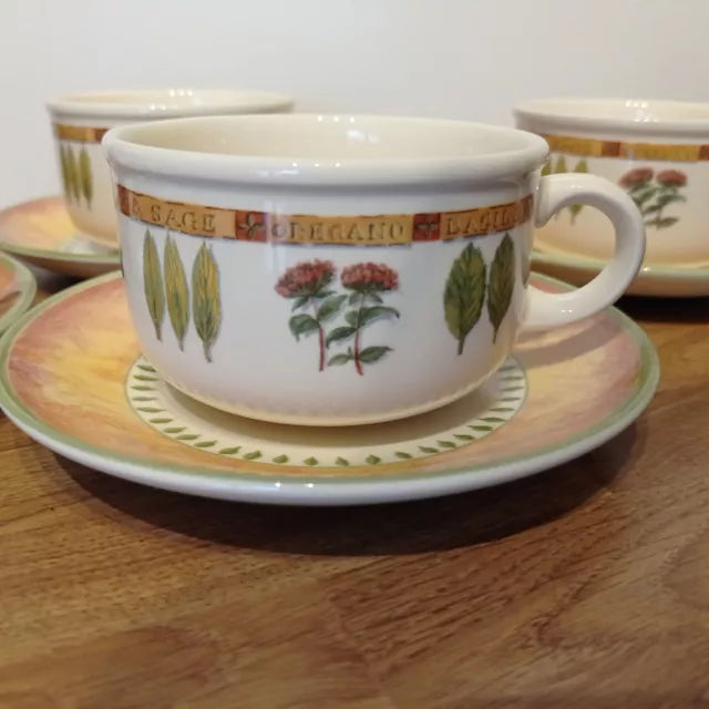 T.G Green Pottery Cloverleaf Herb Large Cup & Saucer Set x4 Vintage Tableware 3