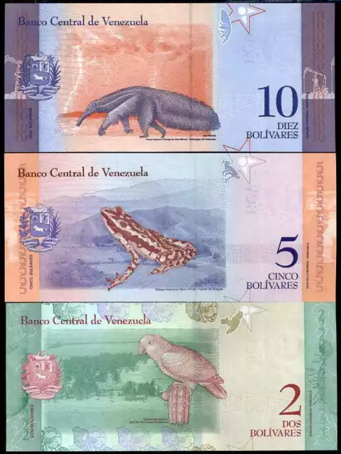 Venezuela Lot 3 PIÈCES 2 5 10 Soberanos 2018 P 101 102 103 UNC