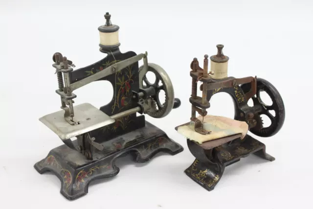 2 x Antik/Vintage MINIATUR NÄHMASCHINEN Inc Gusseisen, MULLER, viktorianisch