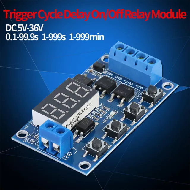 Trigger Cycle Delay Timer Switch Turn On/Off Relay Module+LED Display DC 5-36V