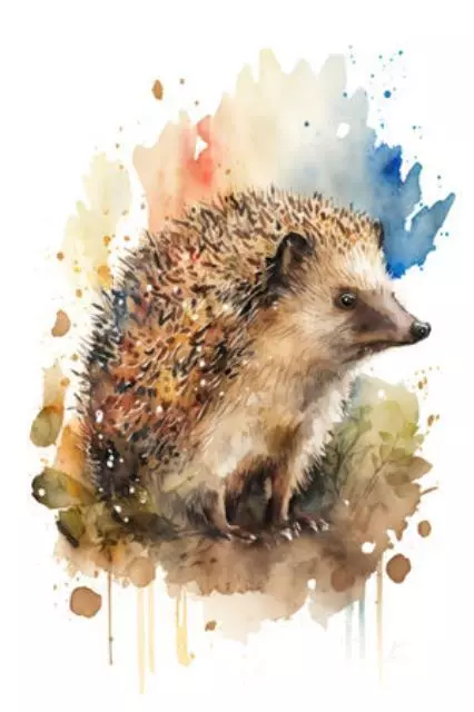 Illustration Igel in Aquarell. Tier auf weißem Hintergrund. Generative KI (19982