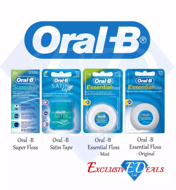 Oral B Dental Floss - Satin Tape, Essential Floss, Super-Floss - Pick Your Item