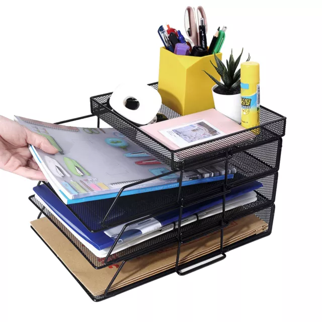 4Pcs File Rack Stackable Separable Large Capacity File Storage Holder Tool ◑