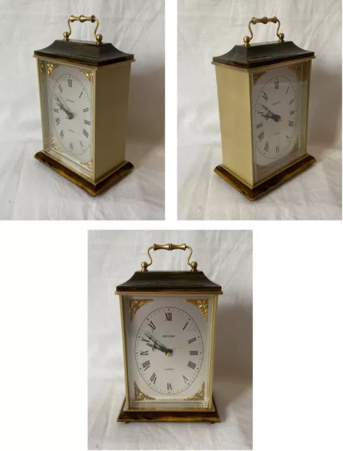 Vintage Metamec Brass / Onyx Carriage Clock / Mantel Clock ~ Keeps Perfect Time