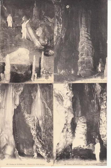 Lot of 4 Antique Old Postcards Cellars Caves DARGILAN LOZÈRE