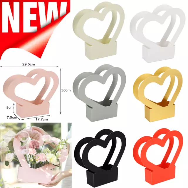 4x Heart Shaped Bouquet Bag Florist Fresh Flower Packing Box Paper Flower Basket