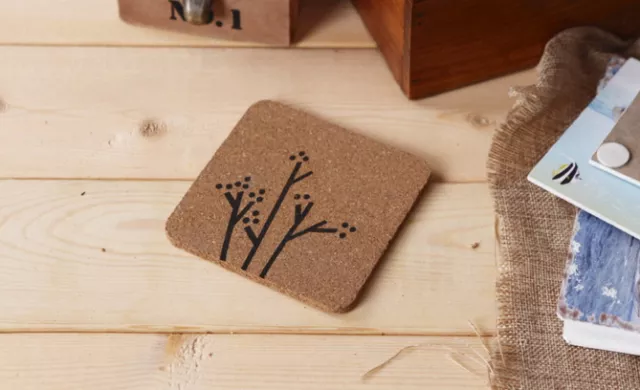 5-pack Wooden Wood MDF Coaster with Tree Motif, Set of 5 3