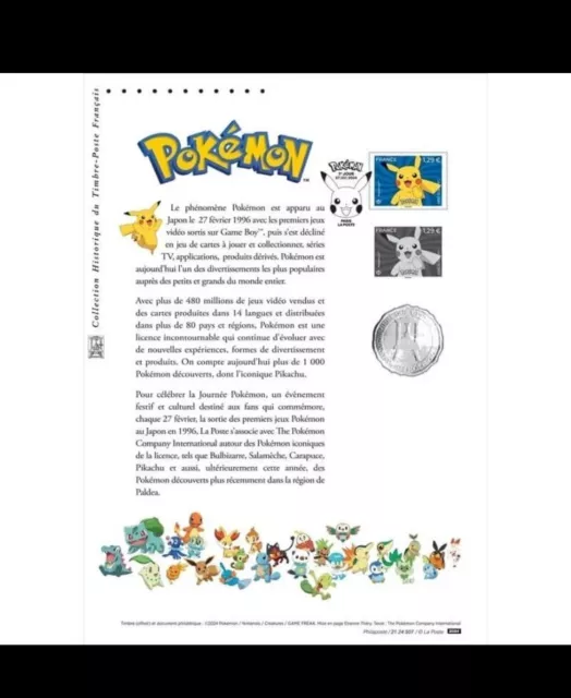 Document Philatélique Timbre Poste Pokemon Limited FR Post Poke Pokémon Stamp