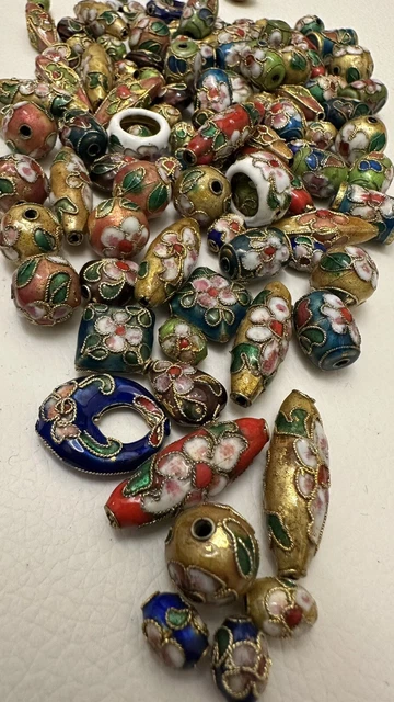 50 mix bunte Cloisonne Perlen Beads Schmuck Bastel Knöpfe Modeschmuck