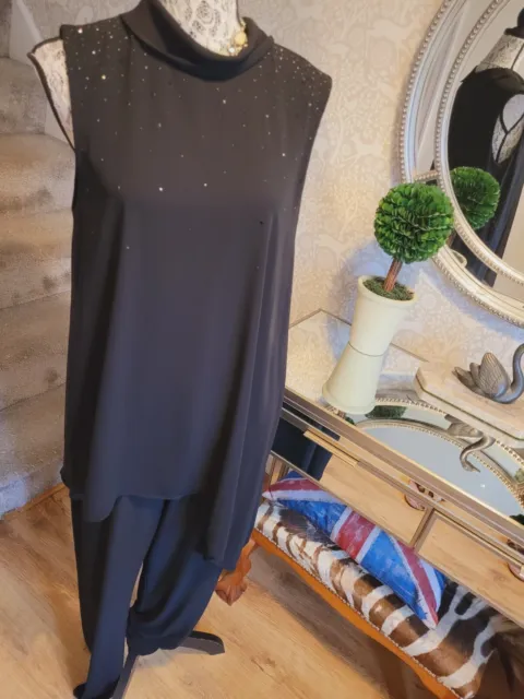 WALLIS BLACK SEQUIN embellished jumpsuit size UK14 $1.24 - PicClick