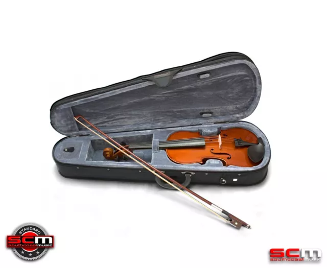 VALENCIA SV111 1/4 Quarter Size Violin Outfit + Case, Bow & Rosin STANDARD SETUP