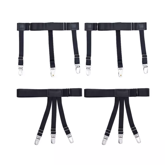 2Pcs Mens Shirt Stays Holder Leg Garters Belt Elastic Strap Non Slip Clips