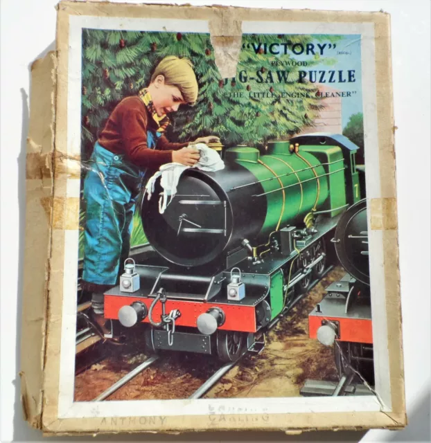 Vintage Victory Jig-saw Puzzle Little Engine Cleaner 60  Topical Train Boy