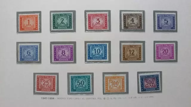 1947-54 Repubblica Segnatasse 14 Valori Filigrana Ruota Mnh**  Cvmc
