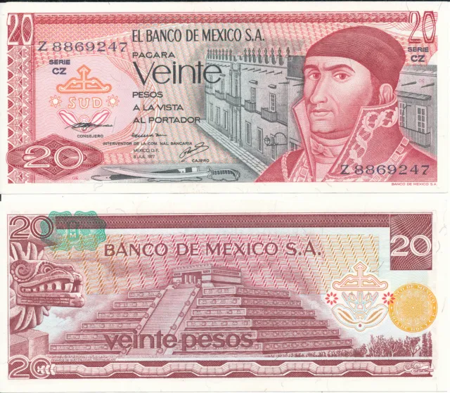 Mexico / Mexiko - 20 Pesos 1977 UNC - Pick 64d(2), Serie CZ