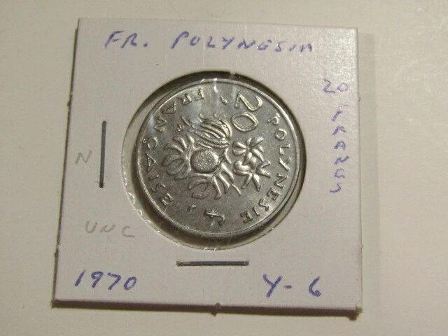 French Polynesia 1970 20 Francs unc Coin