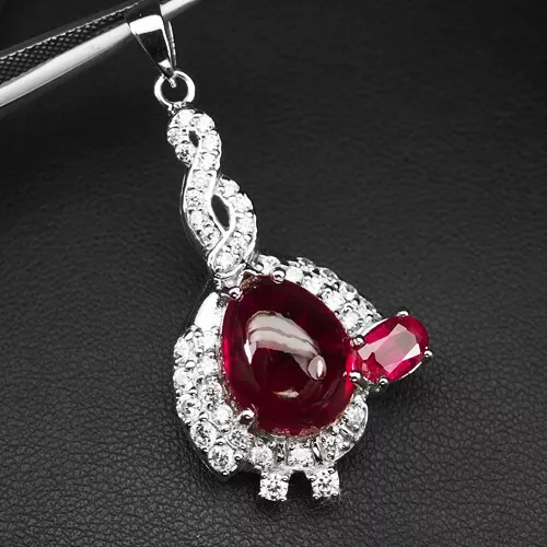 Exquisite Pigeon Blood Ruby Rare 12.50Ct 925 Sterling Silver Handmade Pendants