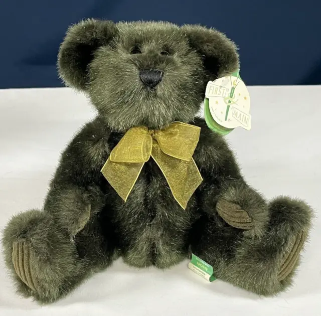 First and Main 2002 Teddy Bear Green Plush Toy Avacado 8" Seated Number 1523