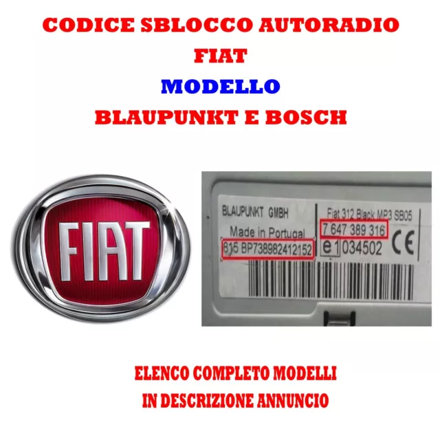 Codice Sblocco Autoradio Blaupunkt E Bosch Per Fiat Grande Punto