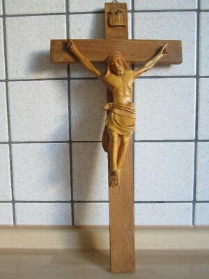Holz-Kruzifix 15 11/16x7 7/8in With Hand-Carved Jesus