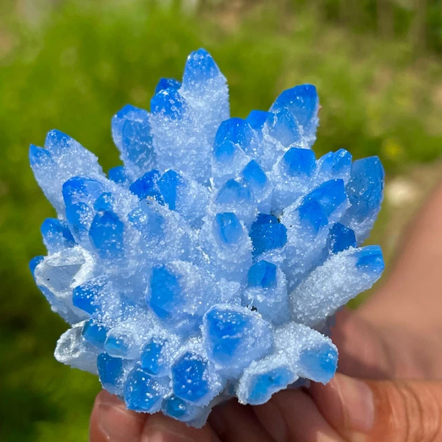 347G New Find sky blue Phantom Quartz Crystal Cluster Mineral Specimen Healing 4