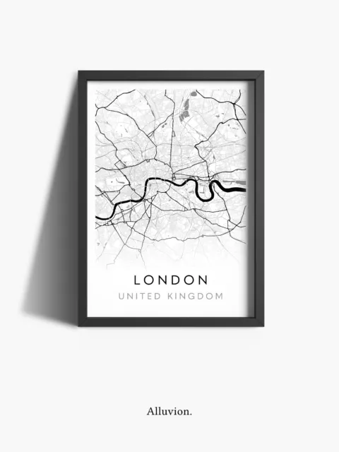 London City Map Location Town Print Poster Decor Wall Art Moving New Home Gift