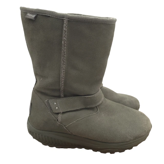 Skechers Shape Up Boots Womens Sz 9 Gray Suede 24860 Pull On Winter