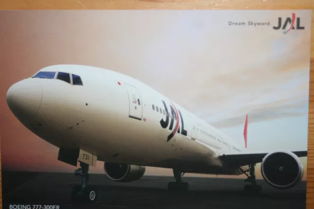 AK Airliner Postcard Flugzeug JAPAN AIRLINES B.777 airline issue