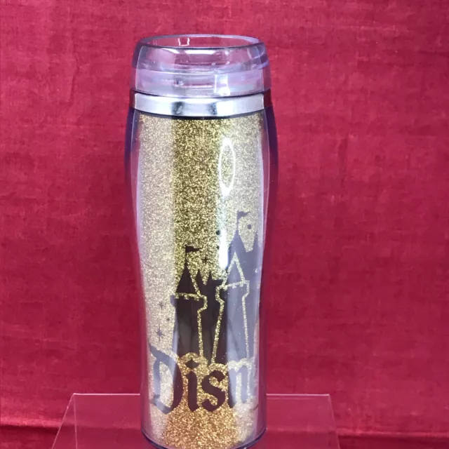 Disneyland Disney Parks Gold Glitter Tumbler Sleeping Beauty Castle Tinker Bell