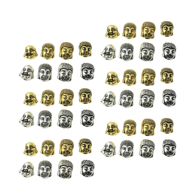 80 Pcs Buddha jewelry making spacer alloy bracelet beads double-sided buddha hea