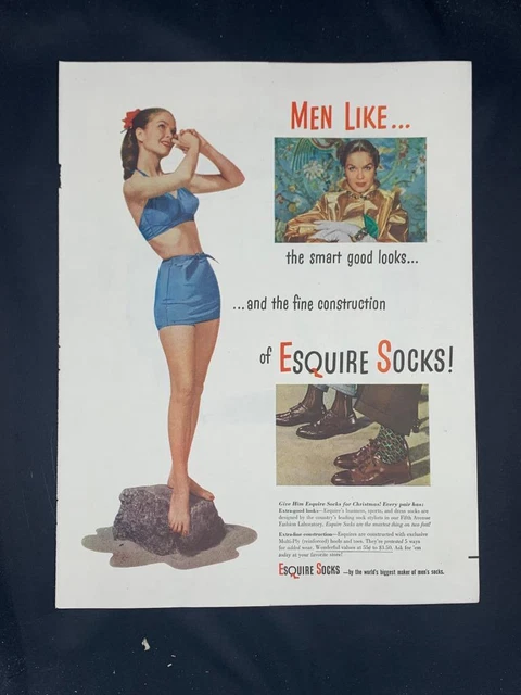 Magazine Ad* - 1948 - Esquire Socks - Sexy Swimsuit Girl - #4