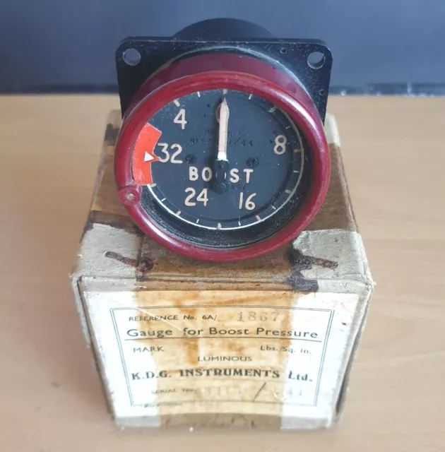 WW2 British Royal Air Force Engine Boost Gauge for a Hawker Typhoon - Dated 1944