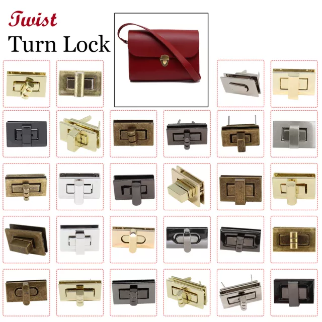 Twist Turn Lock Buckle Rectangle Shape Clasp Closure for Handbag Backpack Purses