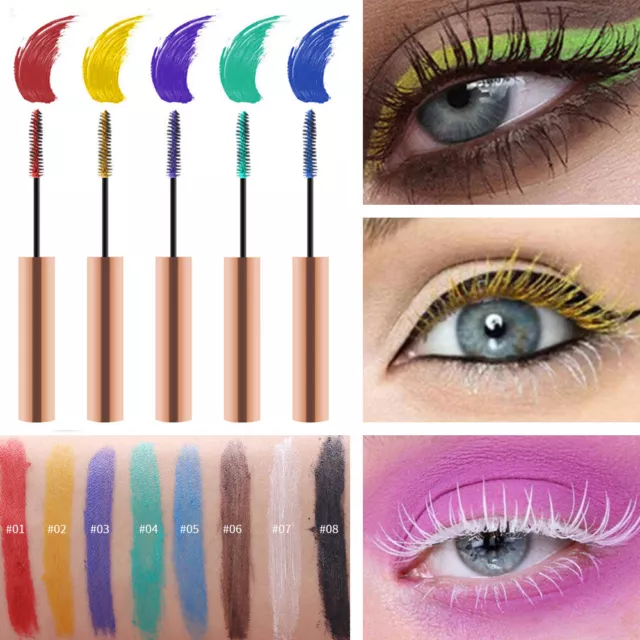 Colored Mascara 4D Silk Fibre Eyelash Extensions Curling Thick Eye Makeu @