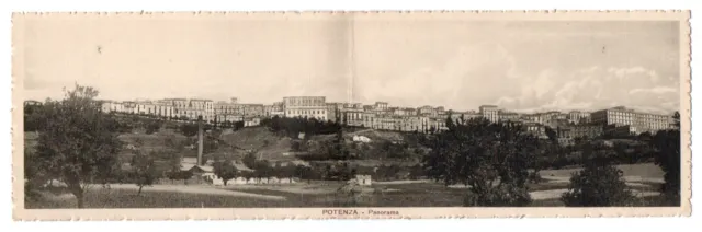 Potenza, Panorama, Cartolina Doppia In B/N, Opaca, Formato Piccolo, Vg 1917