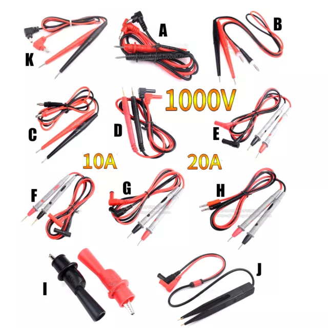 Test Leads Wire Pen For Digital Multi Meter Tester Multimeter Probe 1000V 10/20A