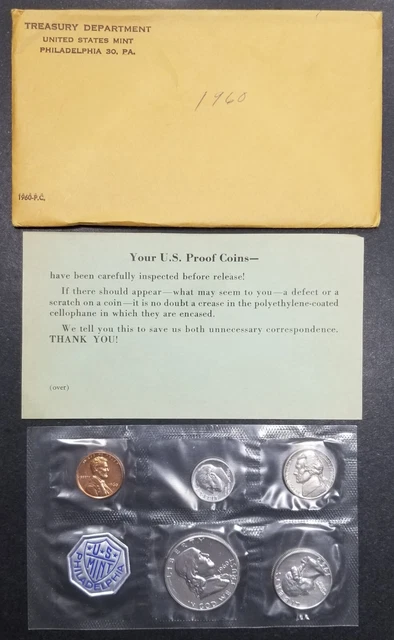 1960 US SILVER Proof Coin Set in Original Treasury Pack 90% Silver £23. ...