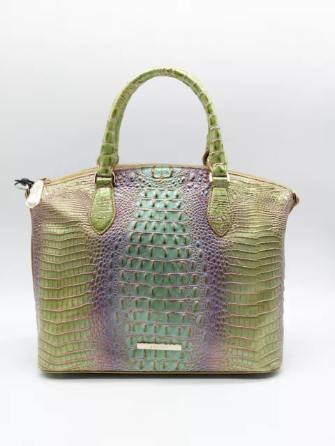 BRAHMIN Small Duxbury croc embossed leather satchel bag -Verbena Melbourne Green