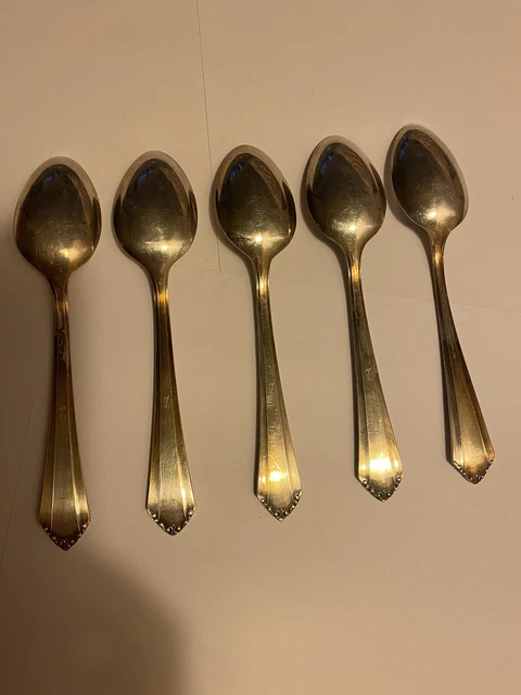 5 St. Kaffeelöffel Teelöffel Enders Rekord? 90er Silber versilbert 14,8 cm