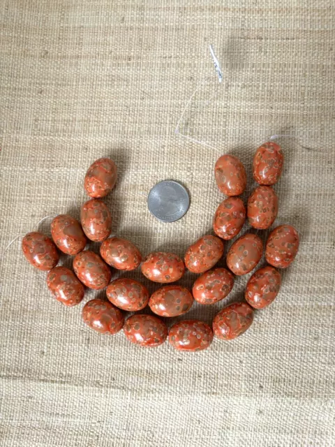 Gorgeous vintage  coral color w gold specks beads. Lot of 23.