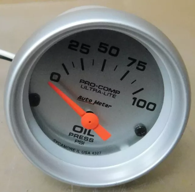 AutoMeter 4327 Pro Comp Ultralite Oil Pressure Gauge, 2 1/16" Dia,0-100PSI,Elect