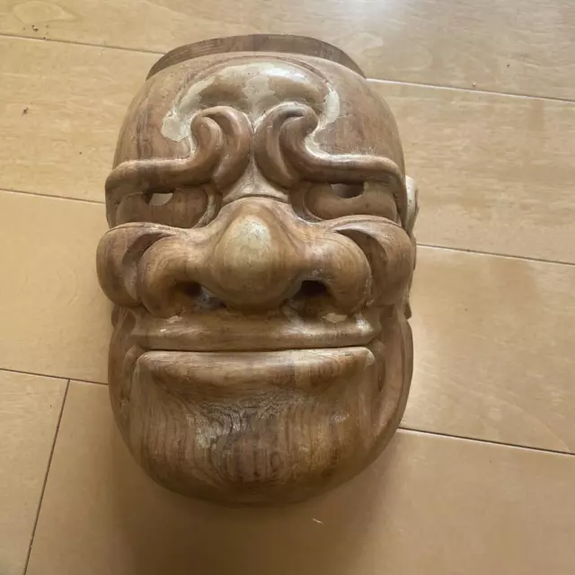 Wooden Antique Noh Mask Noh Men High Grade Japanese Kyogen Vintage Retro