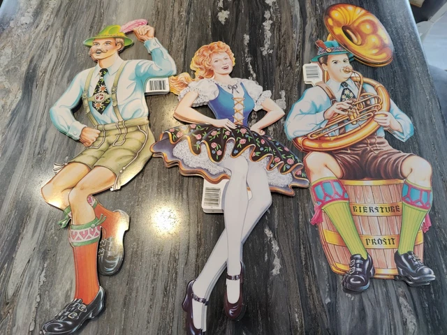 9 German Die Cut Cardboard Signs Octoberfest 24" Tall 3 of each