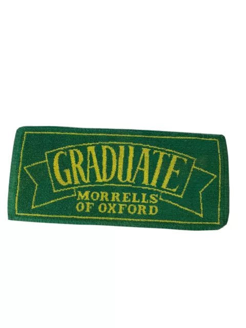 Vtg Bar Towel Advertising Graduate Morrells Of Oxford Beer  8” X 18” Green NICE